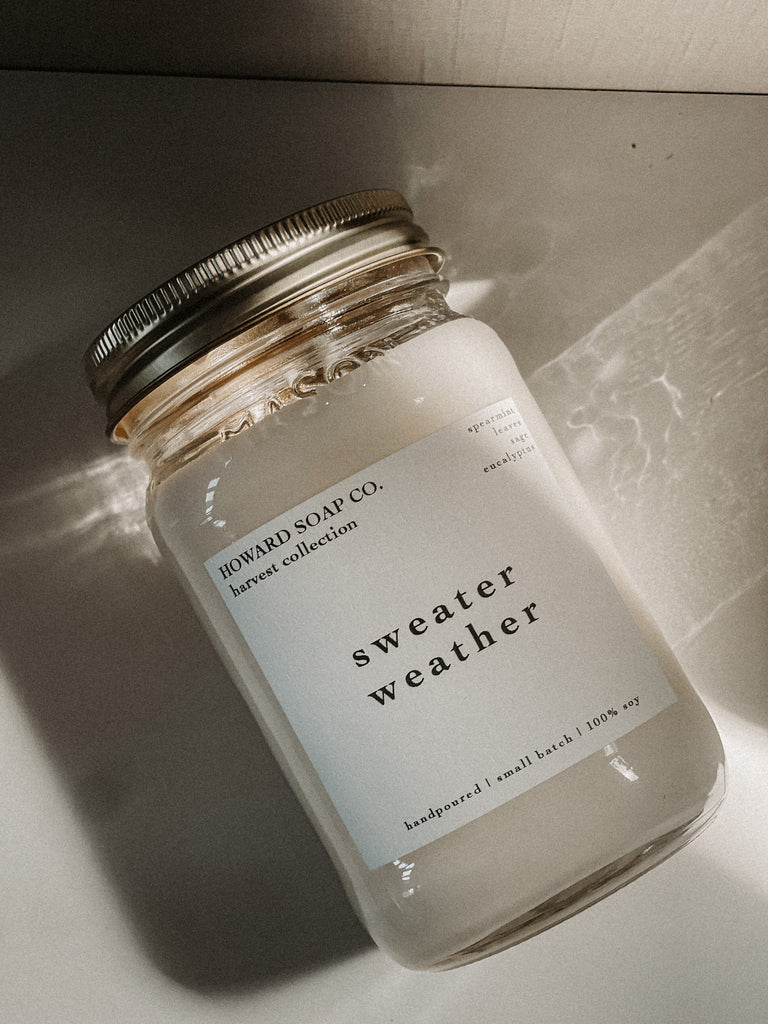 Sweater Weather- Soy Candle - Howard Soap Co. - Minnesota Made Herbal Skin Care + Candles
